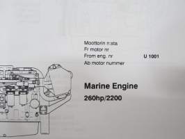Sisu Power 66 CTIM-4v Marine engine 260 hp / 2200 moottorin numerosta U 1001 Varaosaluettelo, Reservdelskatalog, Spare Parts Catalogue, Ersatzteilliste KOPIO