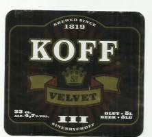 Koff Velvet III olut - olutetiketti