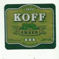 Koff Amber  III olut - olutetiketti