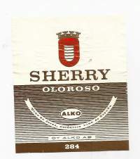 Sherry Oloroso  Alko 284 - viinaetiketti