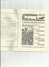 Peltokalu Oy Jokela  Hintaluettelo 1931 kuvitettu 16 sivua
