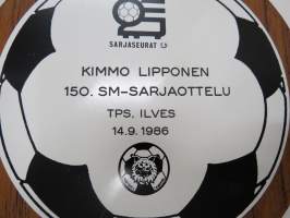 Kimmo Lipponen 150. SM-sarjaottelu (TPS-Ilves 14.8.1986, nr 14) - Sarjaseurat ry muistotaulu
