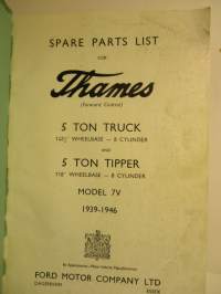 Ford Thames 5 Ton Truck Model 7V 1939-1949 - Spare Parts List