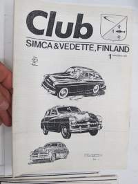 Club Simca &amp; Vedette Finland -&quot;Wanhat Simcat&quot; kerholehtiä 5 kpl erilaisia / car club magazine