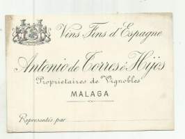 Antonio de Torres e Hijos / Vins Fins d Espagne yrityskortti käyntikortti 1900-luvun alku