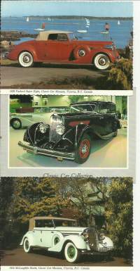 McLaughlin Buick  1934, Panhard 1935  ja Packard Super Eight  autopostikortti  autopostikortti  2 eril kulkematon