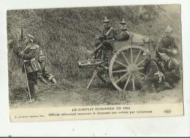 Tykki ja puhelin 1914  , tykki  tykkipostikortti  - kulkematon    sotilaspostikortti