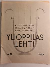 Keskisuomalaisen osakunnan erikoisnumero Ylioppilaslehti N:o 4b 1936. Päätoimittaja Eero Hietakari.