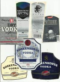 Kotimaisia Vodka etikettejä 6 eril - viinaetiketti