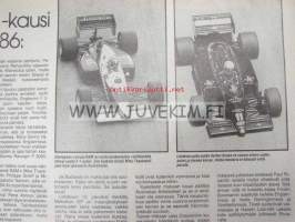 Vauhdin maailma 1986 nr 4 -mm. Formula 1 Brasilia kauden avajaiset, Ralli MM Portugal, INDY Chevy turbo F1 86, MM-jääspeedway, Formula 4BMW 325i 4-veto, Tukholman