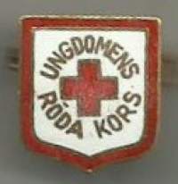 Ungdomens Röda Korset  - vanha  lukkoneulamerkki  rintamerkki    - Ungdomens Röda Kors  = Nuorion Punainen Risti