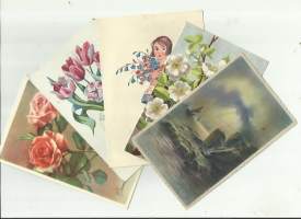 Erä 5 kpl - vanha postikortti pääosin kulkeneita