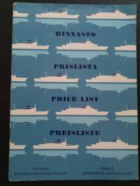 Suomen Höyrylaiva Osakeyhtiö -Hinnasto, Prislista Price List, Preisliste 1973