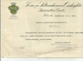 Kone- ja Siltarakennus Oy Separaattori osasto Lacta 1922  - firmalomake
