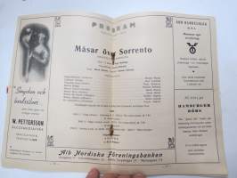 Åbo Svenska Teater spelåret 1952-1953, &quot;Måsar över Sorrento&quot;, Program -käsiohjelma / theatre program