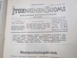 Itsenäinen Suomi 1929 nr 4 Maanpuolustusnumero, Puolustusvoimat ja palveusaika, armeija ja kansa,Puolustuspoliittinen asema, Siviiliväen puolustautumisesta...