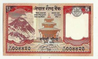 Nepal 5 Rupees 2012  seteli / Mount Everest; temple