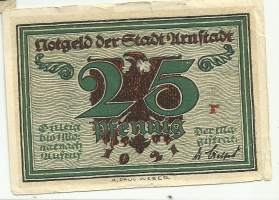 Saksa  Stadt Urnstadt  25  Pf 1921 - Notgeld, Gudschein, hätäraha, tilapäinen maksuväline, seteli