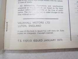 Vauxhall Viva &amp; Magnum 1975 handbook -käyttöohjekirja, englanninkielinen