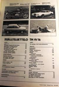 Tekniikan Maailma 1976 N:o 19. Pisaralla pisimmälle 9 ajokin voimin.TM koeajaa: Bravo mopoKoeajo:  Ford Fiesta, MZ TS 250Veneen kelluvuus.