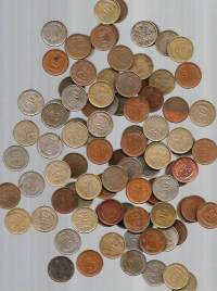 N 100 kpl tukkuerä 50 pennin kolikoita 1920-40- luvuilta    - 50  penniä