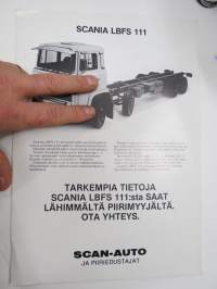 Scania LBFS 111, kansikuvan auto Toikan Auto - Vehkalahti REJ-327 -myyntiesite / sales brochure