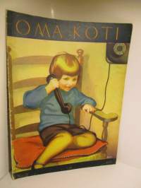 Oma Koti 1933 / 21 Kannen kuva Martta Wendelin aihe: pikkupoika lankapuhelin kädessä