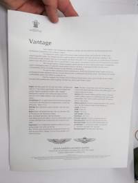 Aston Martin Vantage -myyntiesite / sales brochure