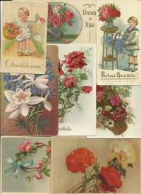 Erä 8 kpl vanhoja onnittelukortteja - postikortti