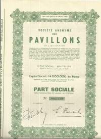 Societe Anonyme Pavillons en liquidation  Bryssel 1944  osakekirja
