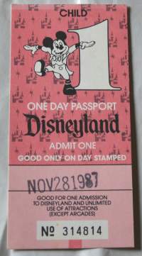 Pääsylippu Disneyland Valitettavasti käytetty