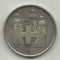 Sveitsi  5 Franken 1974 Bern 200 Jahre Schweizer Verfassung ulkomainen kolikko