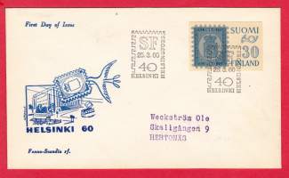 Ensipäiväkuori FDC 25.3.1960 Postimerkkinäyttely. LAPE 516