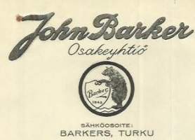 John Barker Oy Turku 1934 - firmalomake