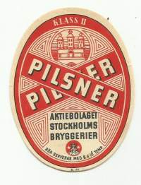 Pilsner Klass II - olutetiketti