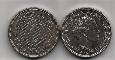 Tanska 10 Kroner 1979 Margrethe II -  kolikko
