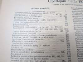Opettajain lehti 1924-25 -sidottu vuosikerta, käsittelee monipuolisesti kansanopetusta ja opetustoimintaa maanlajuisesti, artikkelisisältö näkyvissä / annual volume