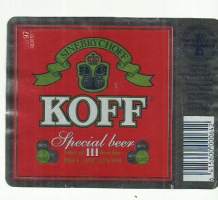 Koff Special beer III - olutetiketti