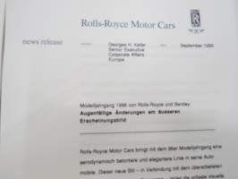 Rolls-Royce &amp; Bentley 1995 Press Information -myyntiesite / lanseerauskansio