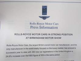 Rolls-Royce &amp; Bentley Birmingham Motor Show Press Information -myyntiesite / lanseerauskansio