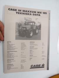 Case IH International Harvester MAXXUM MX 135 Tekniska Data traktori tekniset tiedot -myyntiesite, ruotsinkielinen / tractor sales brochure, in swedish