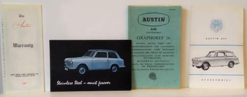 Austin A40 - Owners service parts list + The Austin Warranty + Accessories + mainos