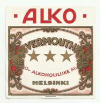 Alko Vermouth  - viinaetiketti  Frenckellin kivipaino