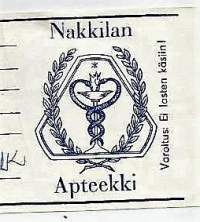 Nakkilan Apteekki  , resepti  signatuuri  1972