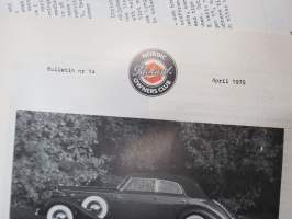 Nordic Packard Owners Club - Bulletin nrs 6 (1972), nr 9 (1973), nr 10 (1974), nr 11 (1974), nr 12 (1974), nr 13 (1975), nr 14 (1975) total 6 issues -yhteensä 6 kpl