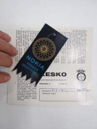 Union polkupyörä, Kesko Oy, 2.7.1970 -takuukortti + Nokia Oy rengastakuu