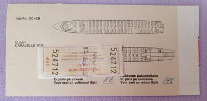 Kar-air lentolippu ja matkatavarakuitit 1.8.1967