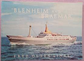 Fred. Olsen Lines &quot;Blenheim&quot; ja &quot;Braemar&quot; -laiva esite. &quot;Bleniheim&quot; rakennettiin 1951 ja &quot;Bremar&quot; 1953.