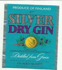 Silver dry Gin Alko nr 0277  - viinaetiketti