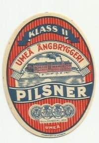 Pilsner Klass II -  olutetiketti Litografiska Ab Norrköping